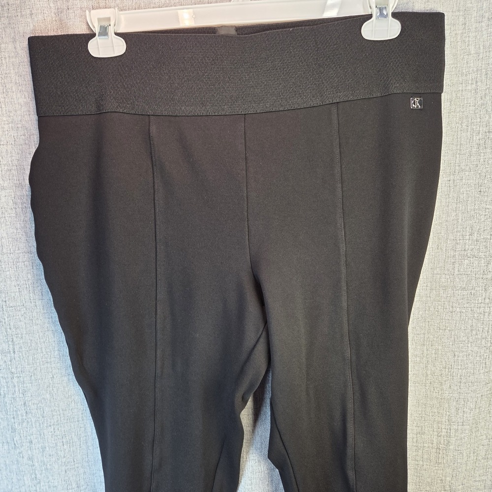 Calvin Klein Ponte Pants Women's 2X Black Stretch Elastic High Waist Preppy
